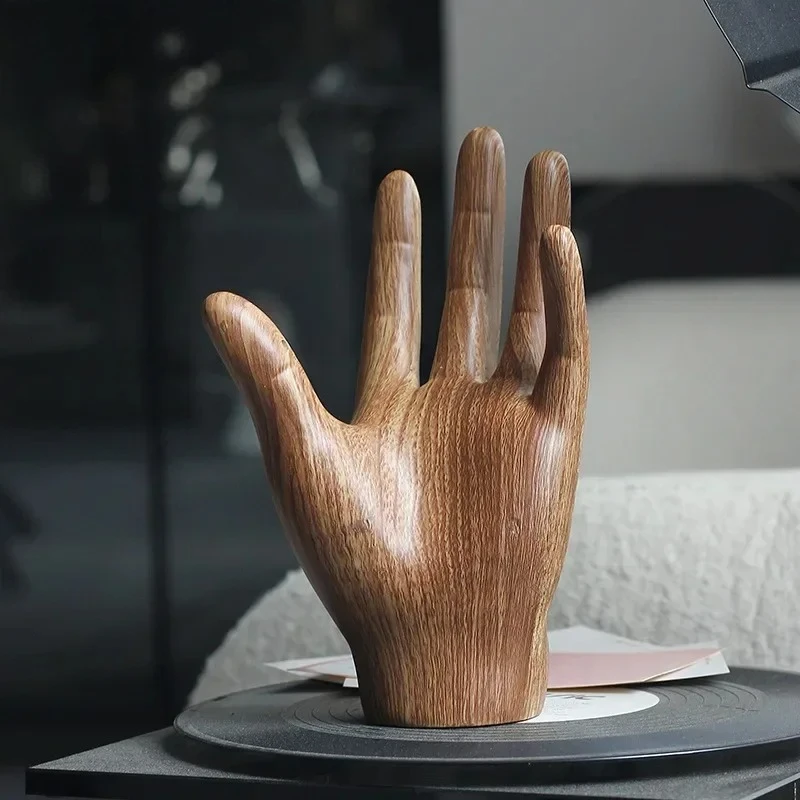 Creative Imitation Wood Hand Palm Sculpture Desk Decoration Crafts Character Palm Statue Resin Ornaments Room Aesthetics Decor
