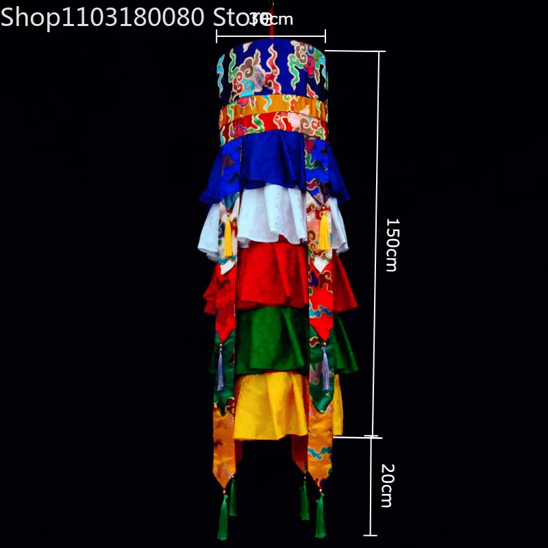 1pair 170cm Fve colours DHVAJA Handmade Tibetan style  RUFFLES cylinder Hang banner Hotel Temple Home Decor