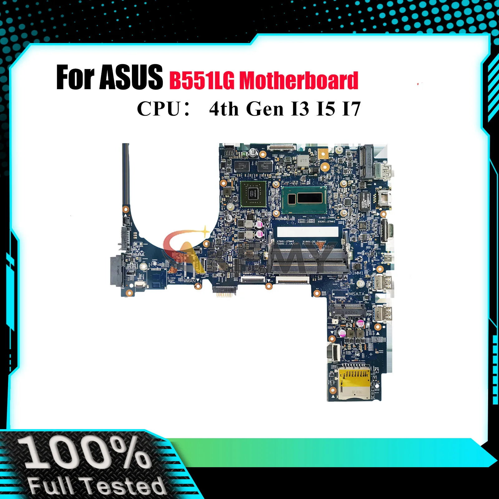 

B551LG Laptop Motherboard For ASUS ExpertBook B551L B551LG Notebook Mainboard With I3 I5 I7 CPU 100% tests OK fast shipping stk