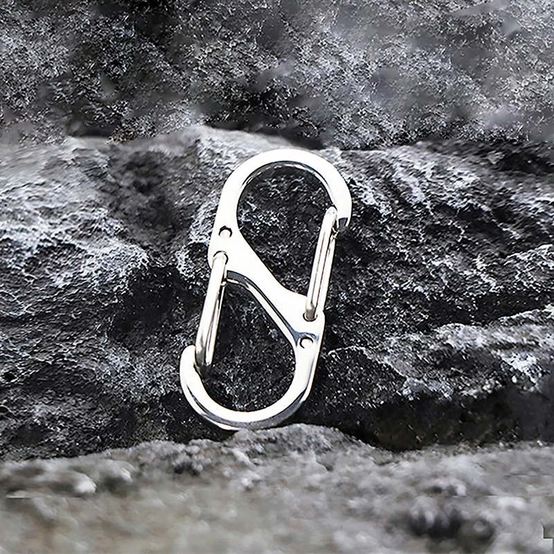 

S Type Stainless Steel Mini Carabiner With Lock Keychain Hook Anti-Theft Outdoor Camping Backpack Buckle Key-Lock Tool