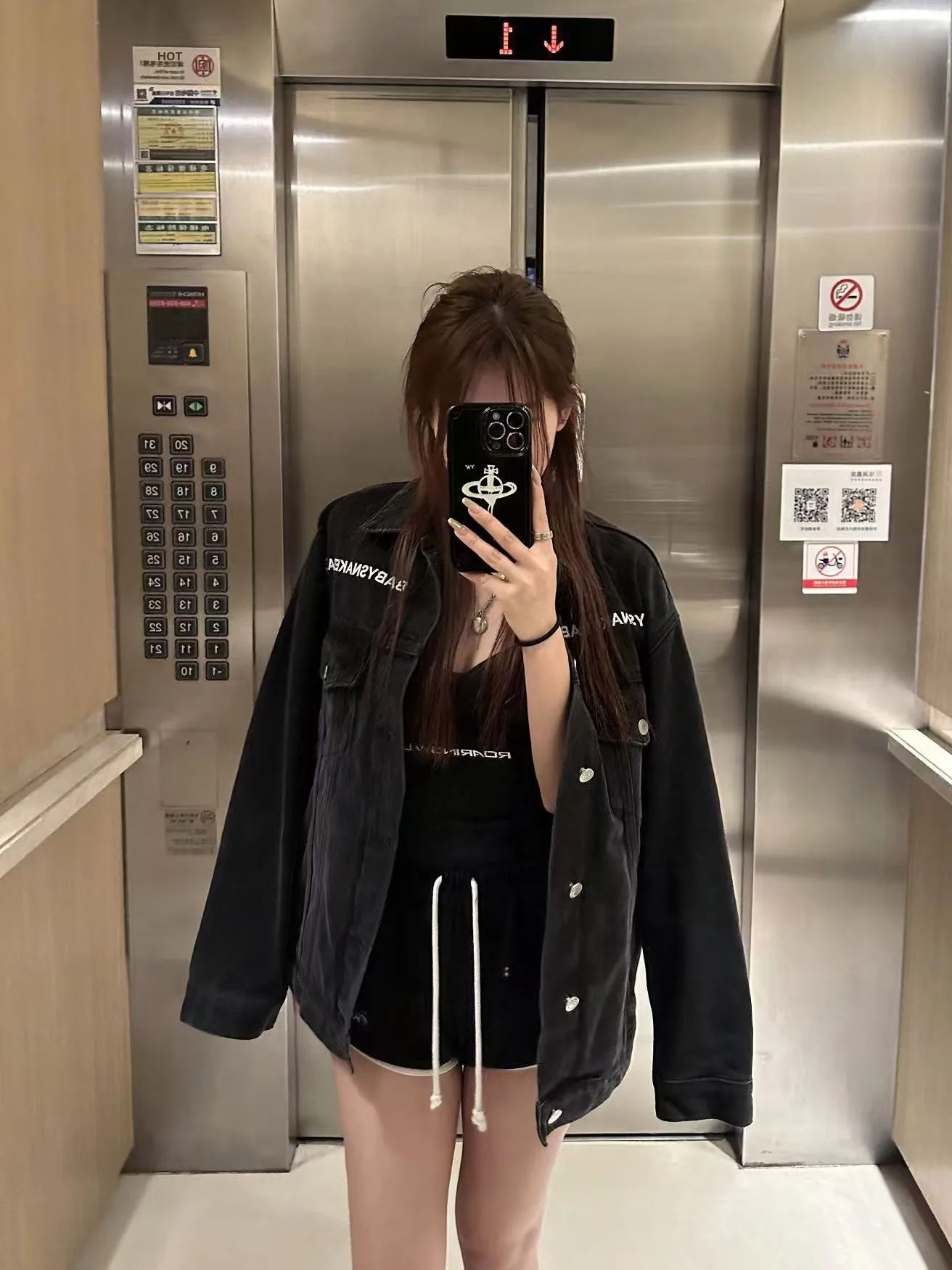 

Paris Bla Bull Brand Baby Snake Couples Denim Jaet Loose Fit Long Sve Neutral Sle Slimming Effect for Men And Women