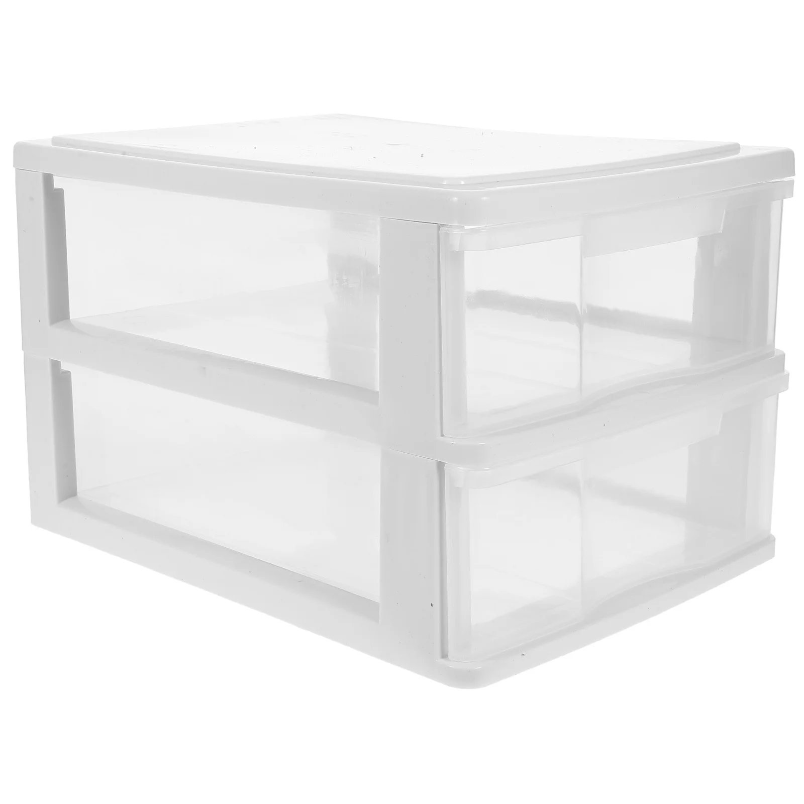 Caja de almacenamiento de escritorio transparente, cajón apilable de doble capa, organizador de maquillaje, joyería, soporte para artículos diversos, cajón apilable