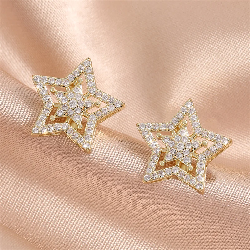 Korean Fashion Black Start Stud Earrings For Women Personalized Micro Paved Zircon Earring Hip Hop Punk Men Party Jewelry