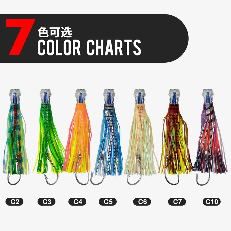 1PCS 9 inch110g Trawler Luya Lure Acrylic Octopus Whisker Squid Soft Bait Sea Fishing Resin Bionic Soft Bait With Holes Sinking