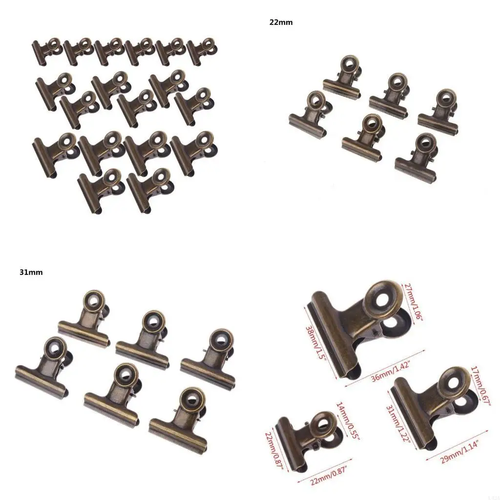 L43A 6pcs Stainless Steel Letter Paper Photo File Binder Clip Bag Sealing Stationary