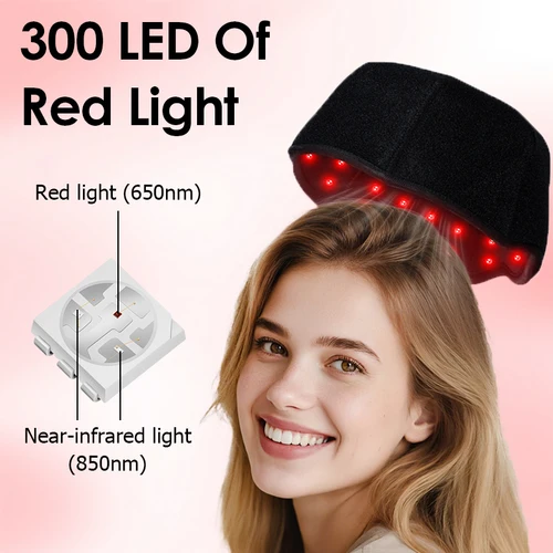 Imagen 2 del producto Terapia de luz roja para el cabello, tapa de crecimiento rápido, luz infrarroja, 660nm, 850nm, dispositivo de terapia para el tratamiento de la pérdida de cabello con carga USB