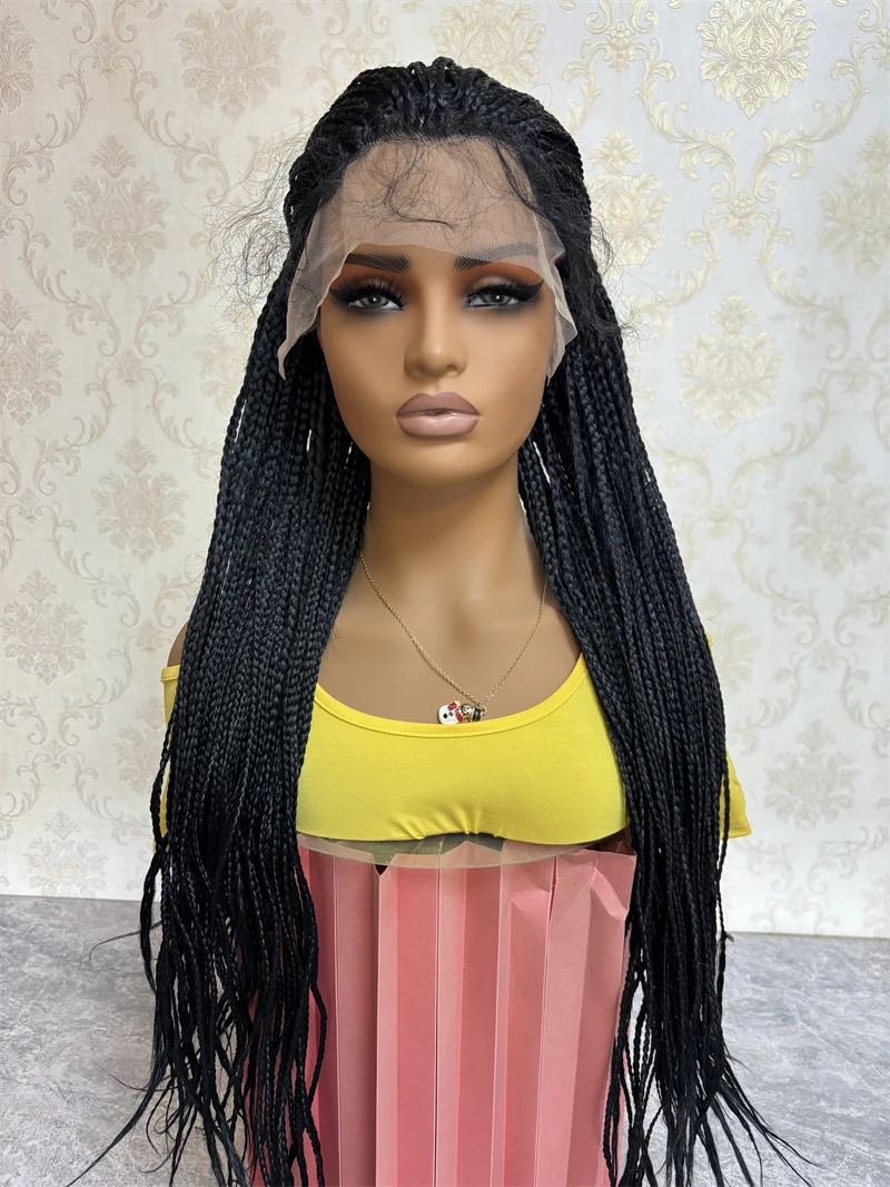 

Natural Lace Wig Freestyle Knotless Braided Wigs Synthetic Lace Wig Braids Lace Frontal Wig Pre Plucked Baby Hairs Glueless Wig