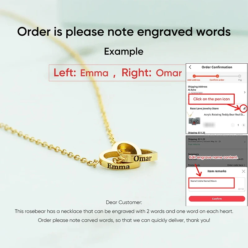 صندوق مجوهرات وردي مستدير جديد لعام 2025 مع اسم محفور وقلادة وخاتم لعيد الميلاد والذكرى السنوية مجموعة هدايا عيد الأم للحبيب