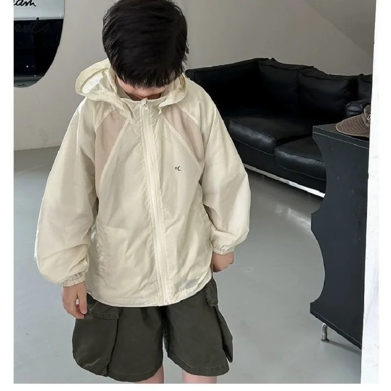 

Summer Girls Boys Stylish Lightweight Breathable Hooded Zip UV Protective Jacket School Kids Sun Coat Children Outfit Top 1-16Yr