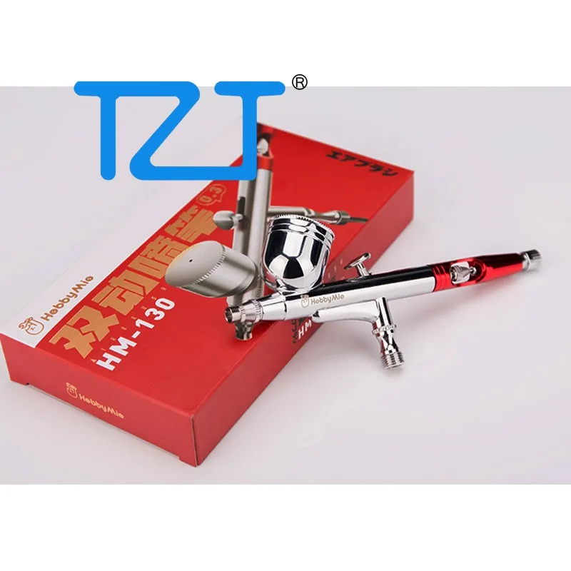 TZT HOBBY-MIO HM-130 Dual-action 0.3MM Airbrush External Adjustment Entry Level Copper Airbrush for Compressor DIY Tools