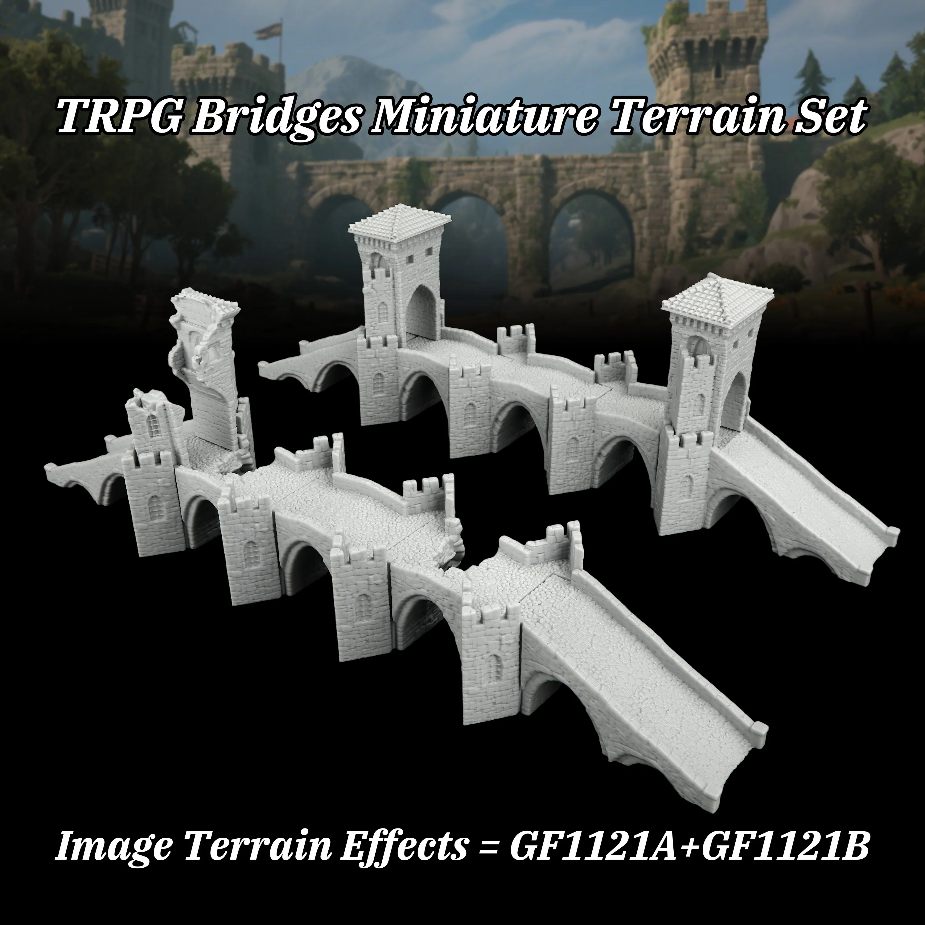 25mm Miniature Bridge Terrain Set, 1:64 Set RPG Viaduct Scenery Model for Tabletop Game Accessory, Designed for RPG Enthusiasts