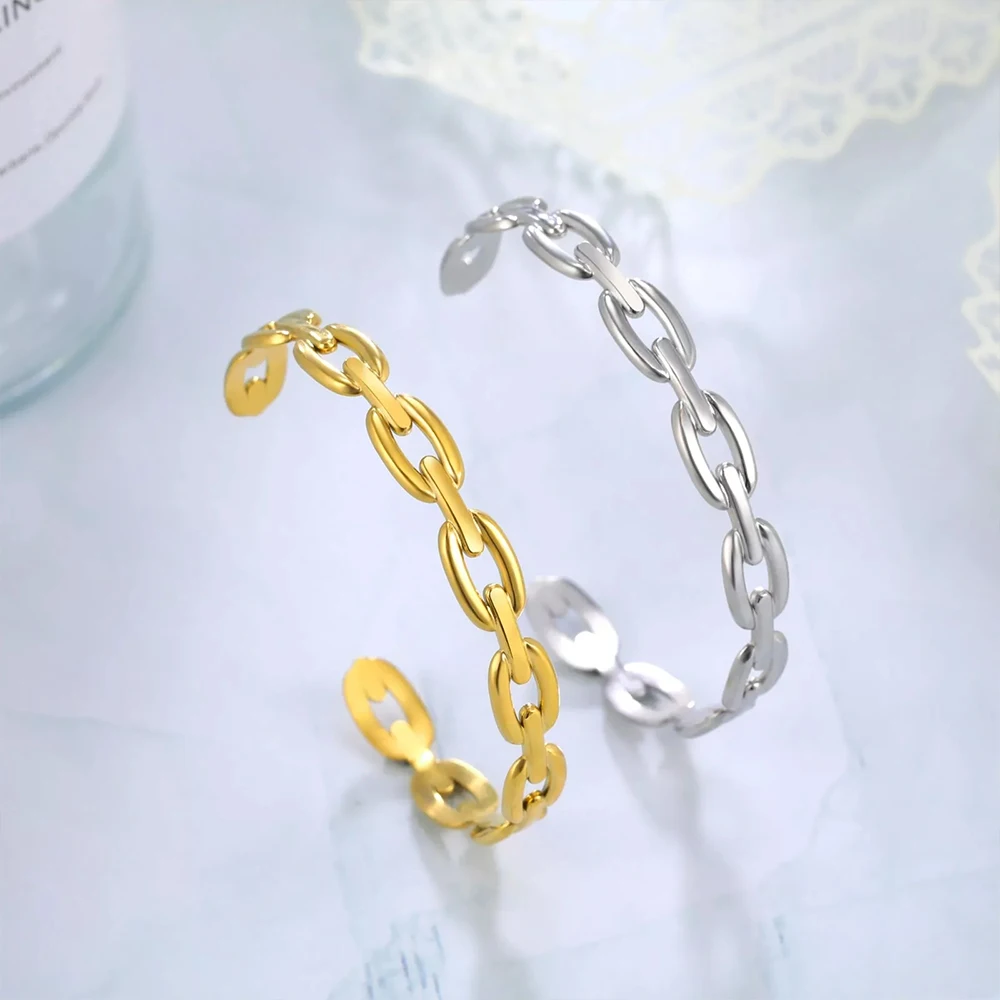 eManco جودة عالية الفولاذ المقاوم للصدأ الإسورة هندسية الهيكل العظمي مطلية بالذهب سوار العصرية السيدات المجوهرات هدية بالجملة