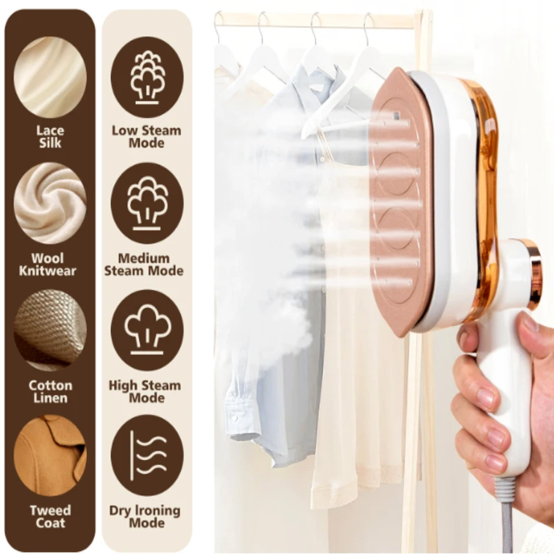Handheld Steam Iron 1200W Portable Iron Heats Up in 15 Seconds 180° Rotation with LCD Screen Steam Garment Steamer White 180ML