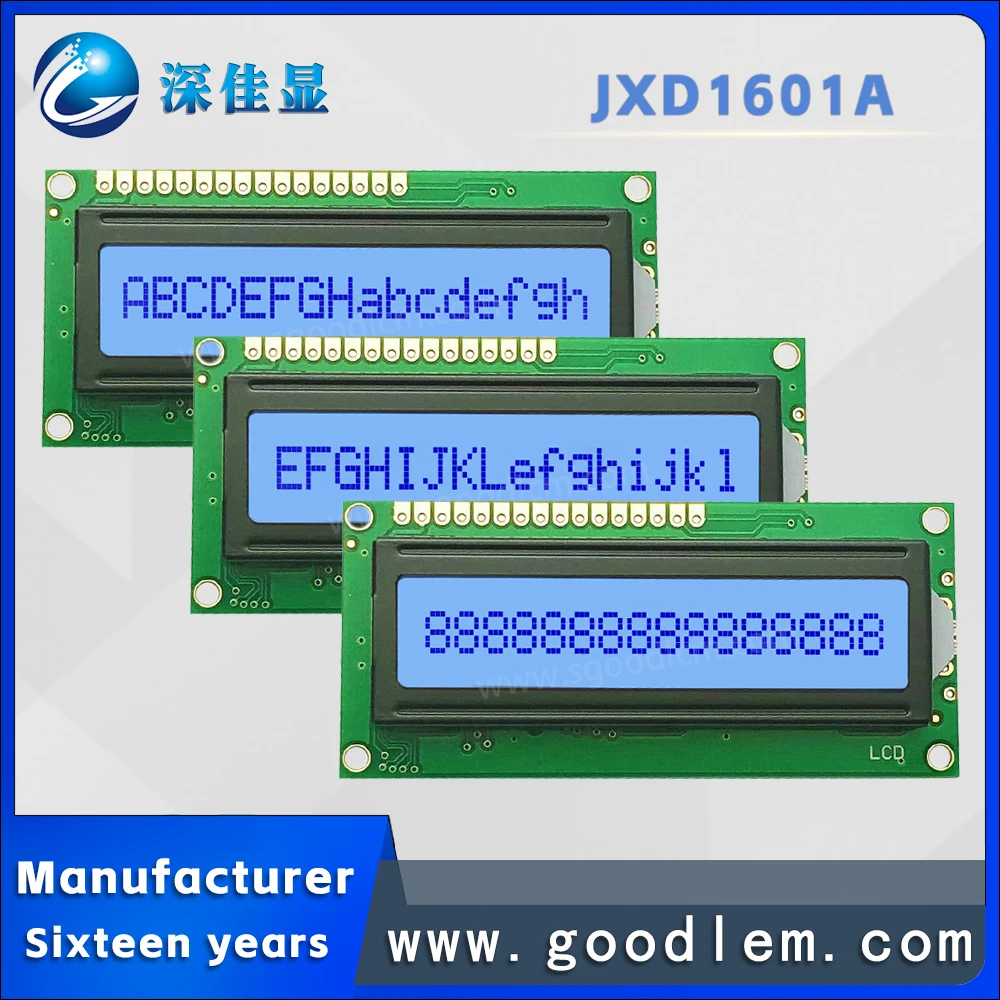 

Industrial grade 16X1 row Character type lcd screen display JXD1601A STN Gray Positive lattice display module With backlight