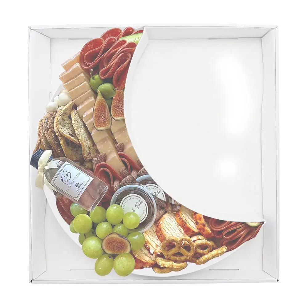 12inch Fasting Mosque Charcuterie EID Ramadan Moon Shaped Paper Box for Food Packaging