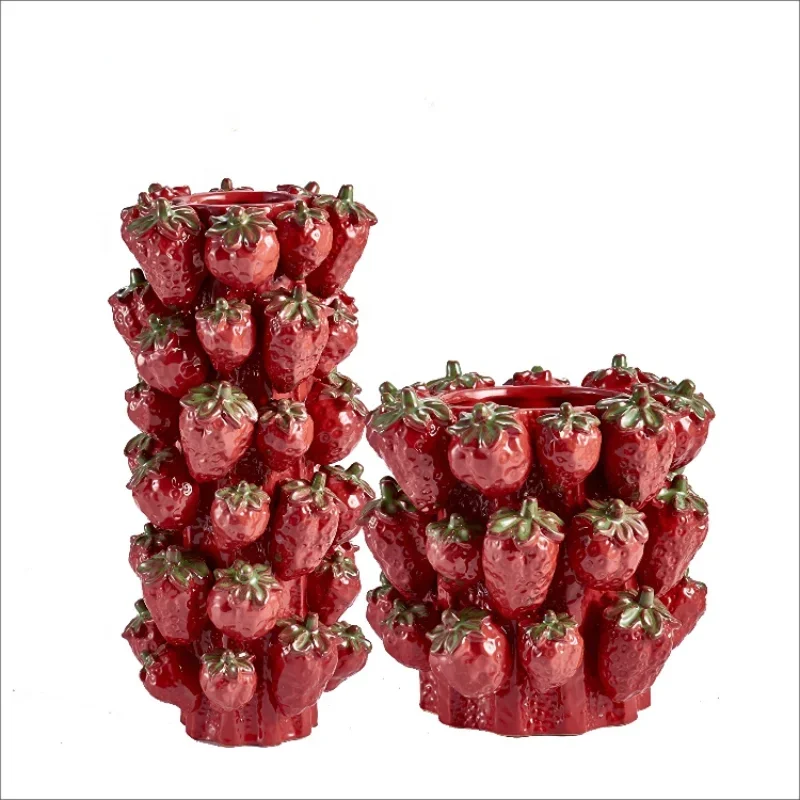 

Modern European Style Home Decoration Furnishings Interesting Fruit Shape Ceramic Strawberry Vase Ornaments