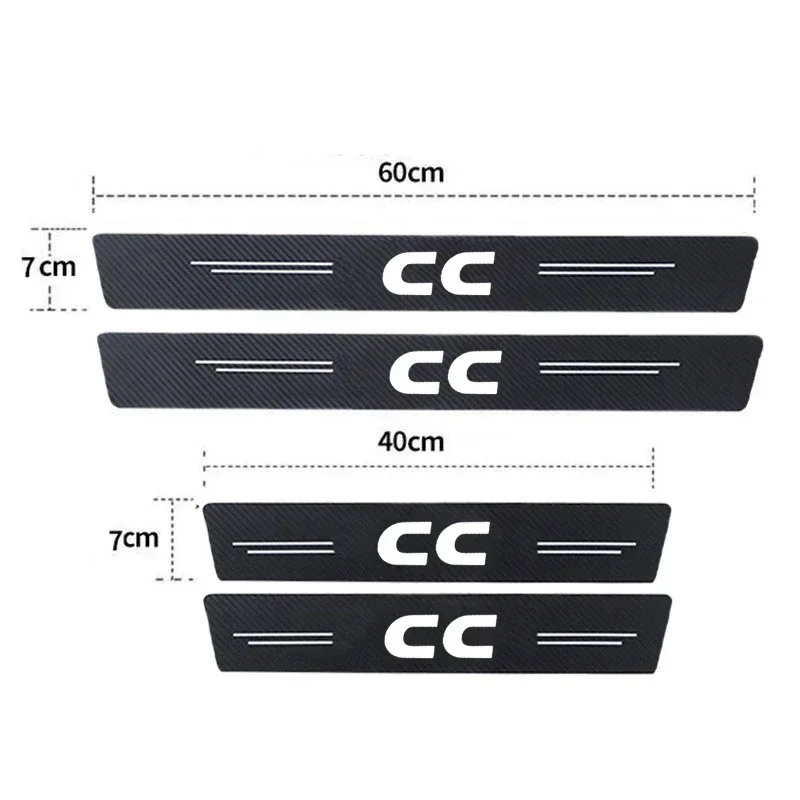 Auto Door Entry Pedal Guards for VW CC Emblem Luminous Car Door Threshold Scuff Plate Decals Carbon Fiber Sill Protect Stickers