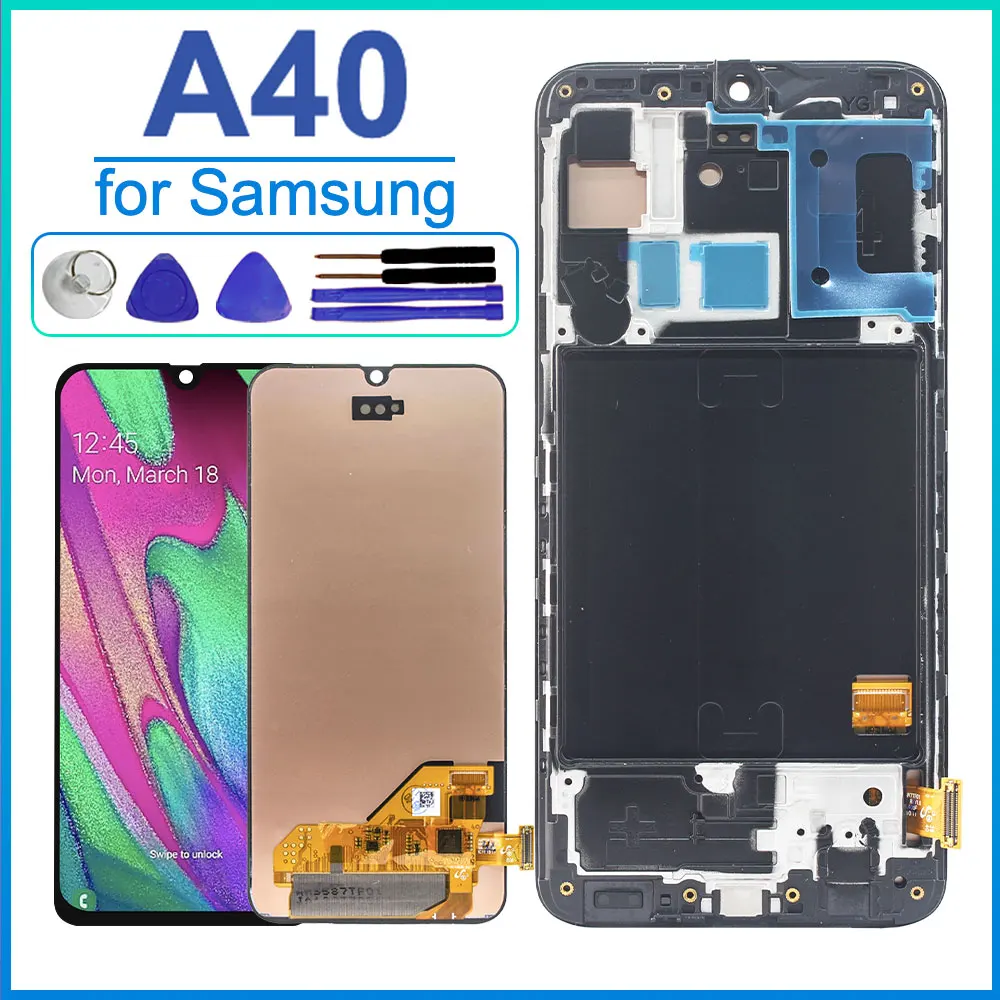 Pantalla LCD AMOLED para Samsung Galaxy A40, Pantalla Táctil Digitalizadora de Repuesto para Samsung A40 A405FN A405FM A405S