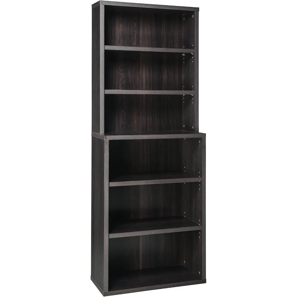 

Bookshelf TiersTall Bookcase Sturdy Wood with Closed Back Panel, Black Walnut Finish Adjustable Shelves