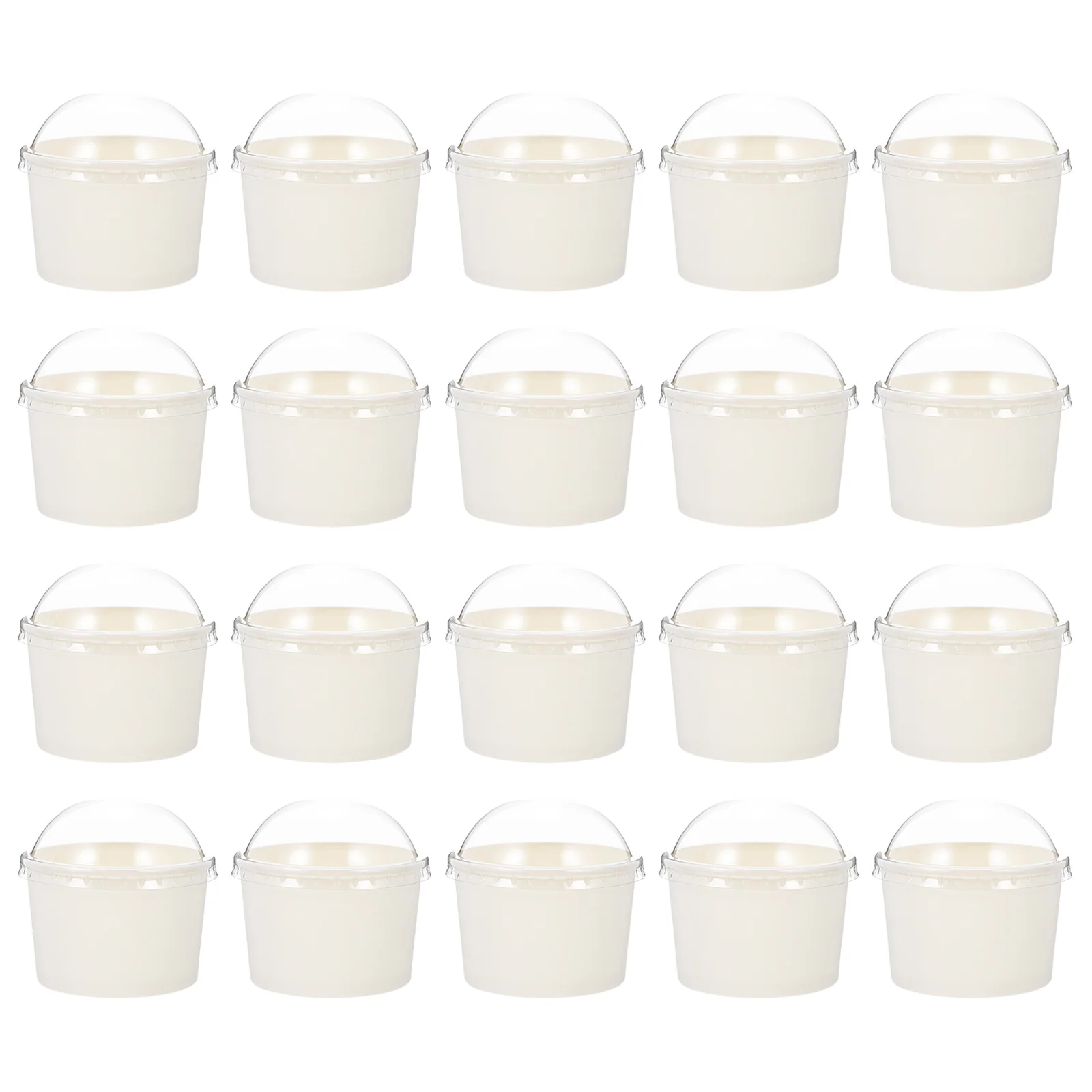 

50 Sets Disposable Snack Yogurt Cup Bowl Paper Ice Cream Cups Bowls Lidded Cake Bowls