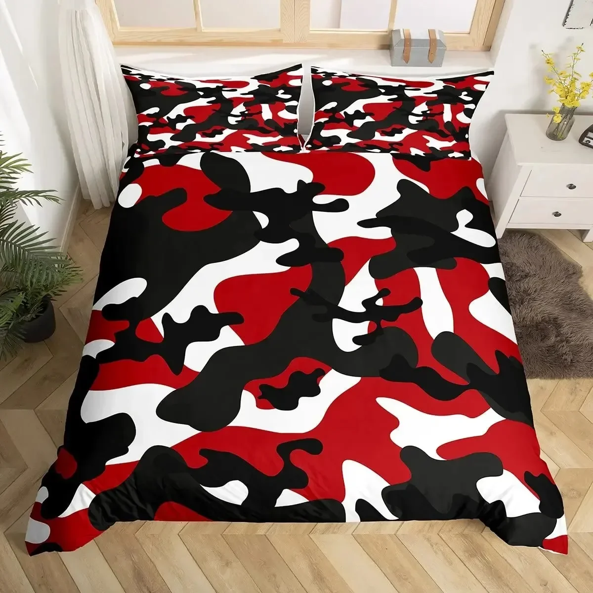 

Classic Camouflage Pattern Masking Camo Repeat Comfortable Duvet Quilt Cover Pillowcase Bedding Set Children Bedroom Decoration