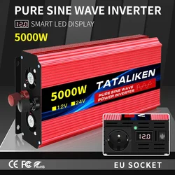 Nowy falownik czysta fala sinusoidalna DC 12V do AC 220V koreański wtyk przejściówka do gniazda 1600W 2500W 3500W 4500W 5000W 6000W 7000W 8000W