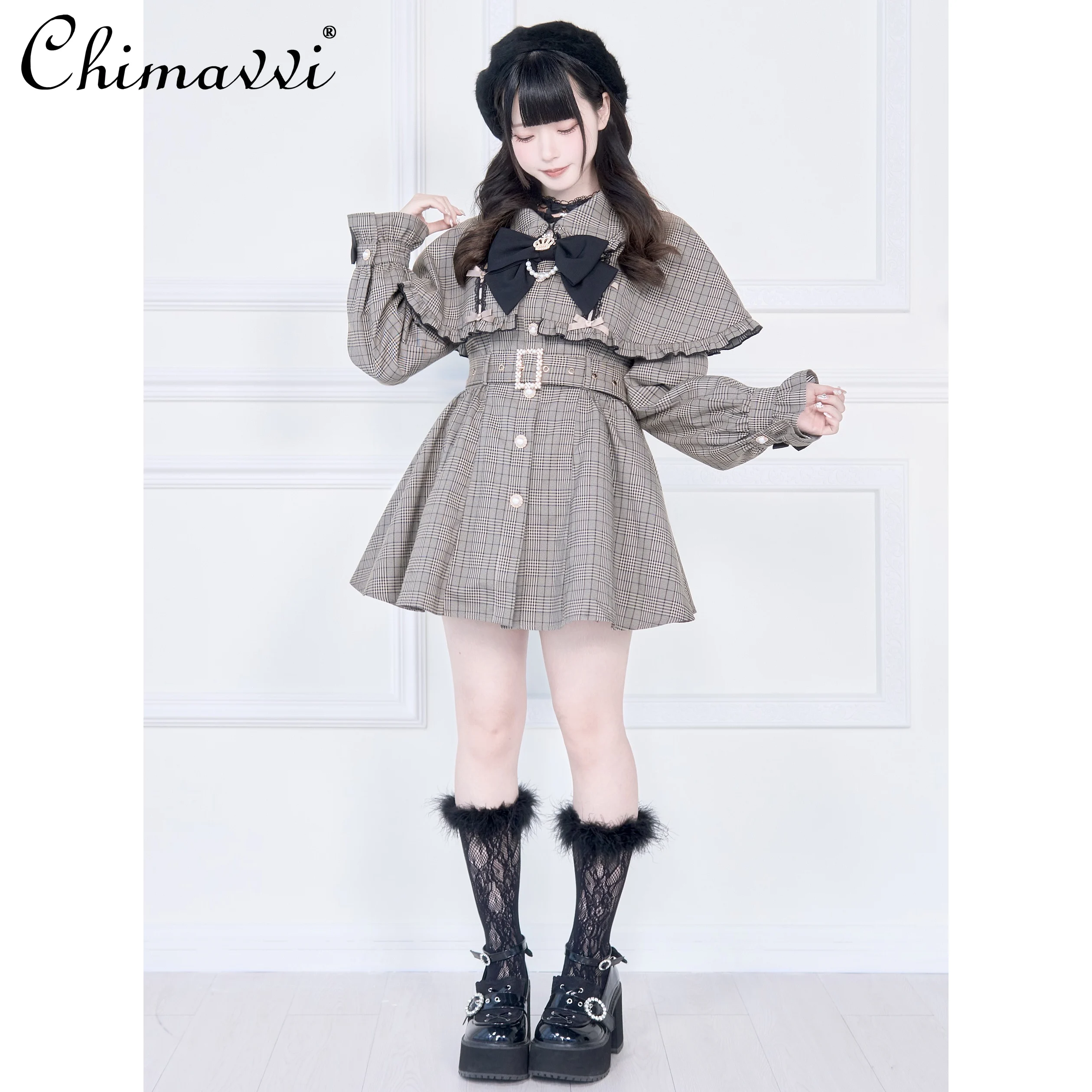 Mantello di produzione in massa originale Trench subcultura giapponese Dolce ragazza Fiocco carino Catena di perle Lolita Princess Giacche da donna