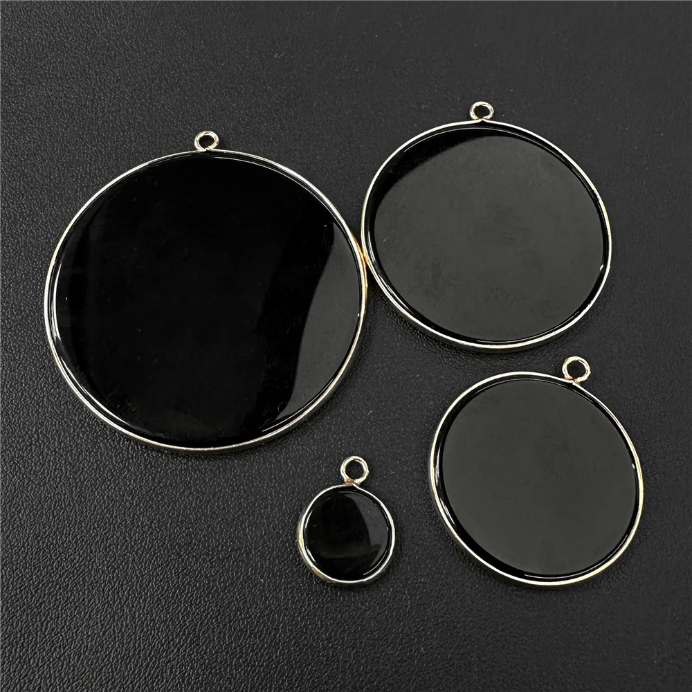 1 2 3 5Pcs Natural Black Agates Slice Pendant Round Flat Stone Pendants Reiki Healing Black Pendants for Jewelry Making Handmade