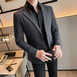 High Quality Autumn Men's Suit Jacket Casual Business Blazer Masculino Slim Fit Wedding Groom Social Dress Coat Costume Homme