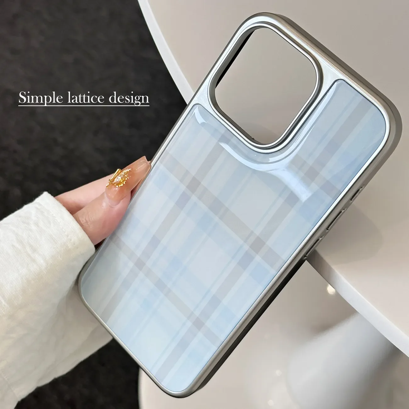 

Чехол для телефона Samsung S23 24 25 26 FE Plus Ultra Edge с синим сетчатым узором, гальваническим покрытием и капельным лаком, в стиле Y2K, Ins