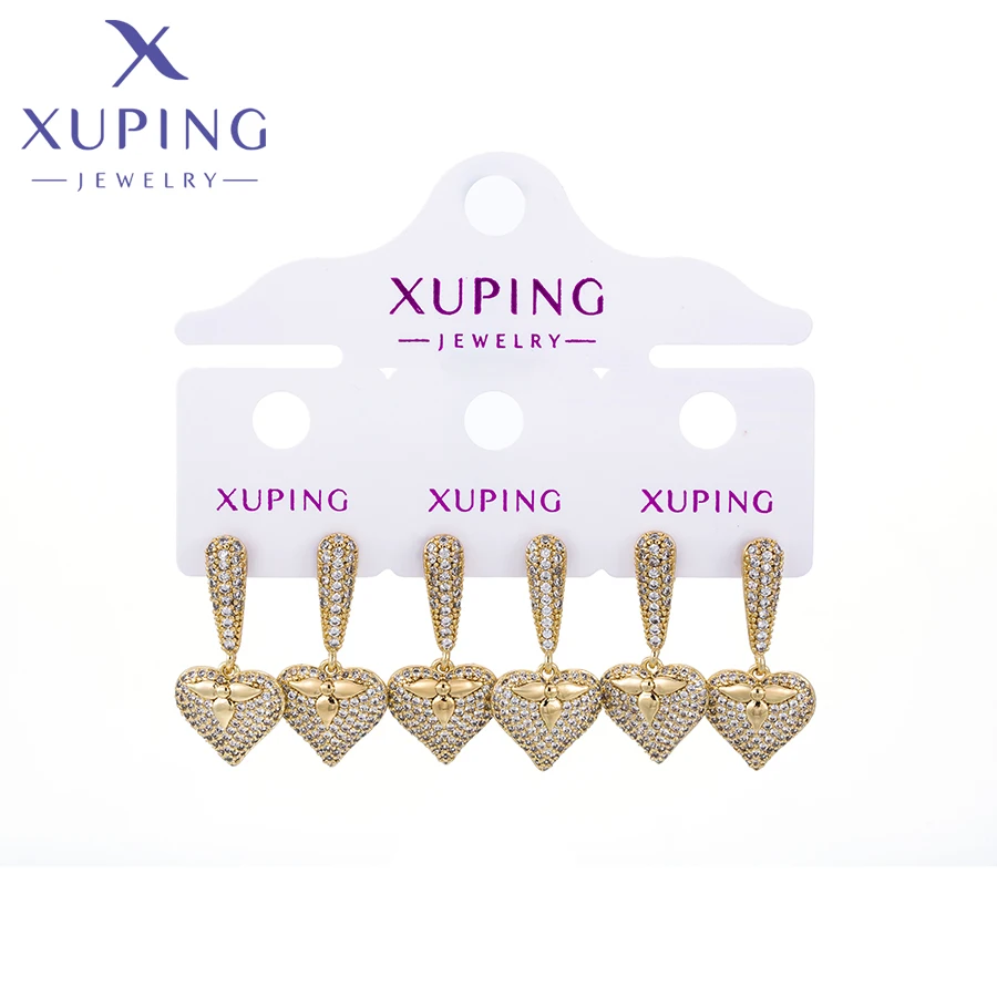 Xuping Jewelry High Quality Geometry Shaped 3 Pairs 1 Packs Light Gold Color Earrings for Women Gift