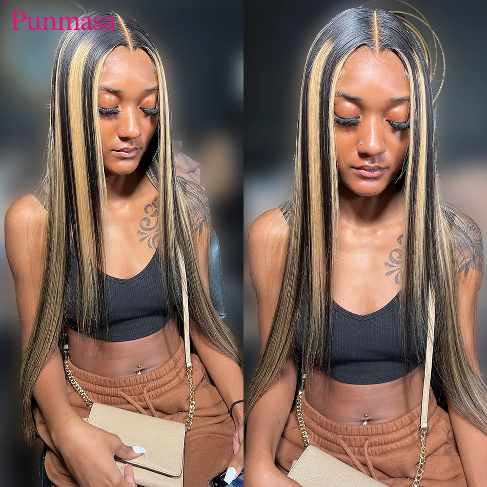 

Honey Blonde Highight 13x6 Lace Frontal Wigs 200% Bone Straight 13x4 Transaprent Lace Wig 5x5 Closure Human Hair Wig PrePlucked