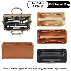 Multi-Pocket Bag Organizer for Birkin25/30/35 Inner Bag Storage Bag Felt Handbag Insert Bag Liner Bag