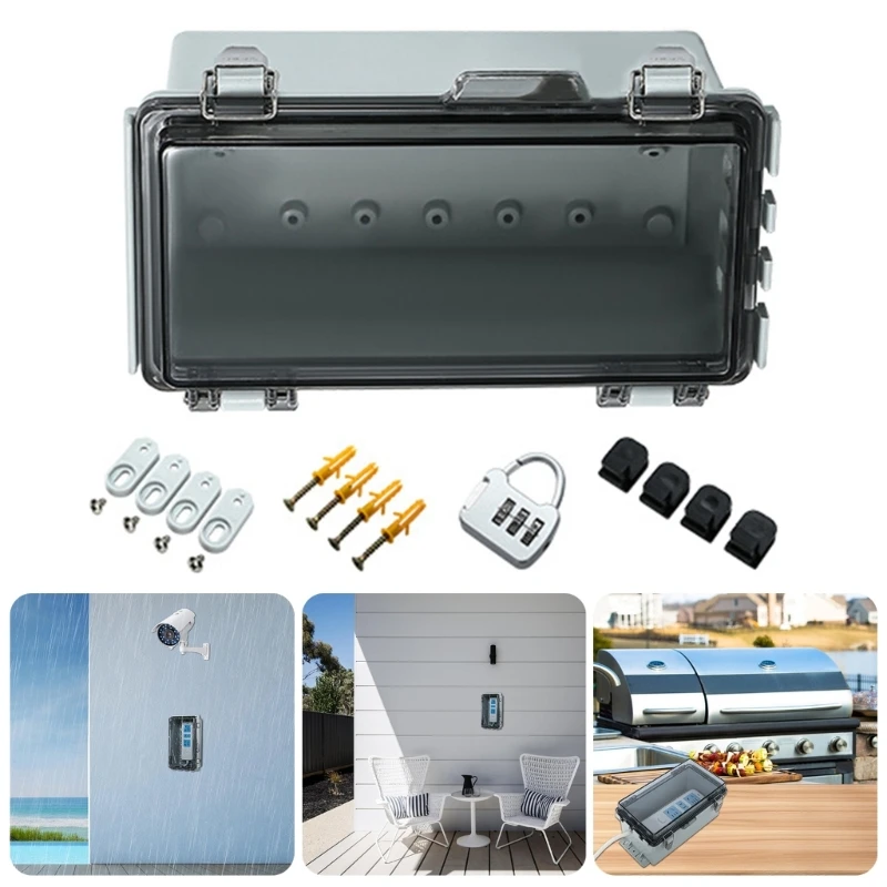 

Multipurpose Outdoor Distribution Box Waterproof Covers With Lock Accessory for Garden And Patios Daily Casual Use D2RD