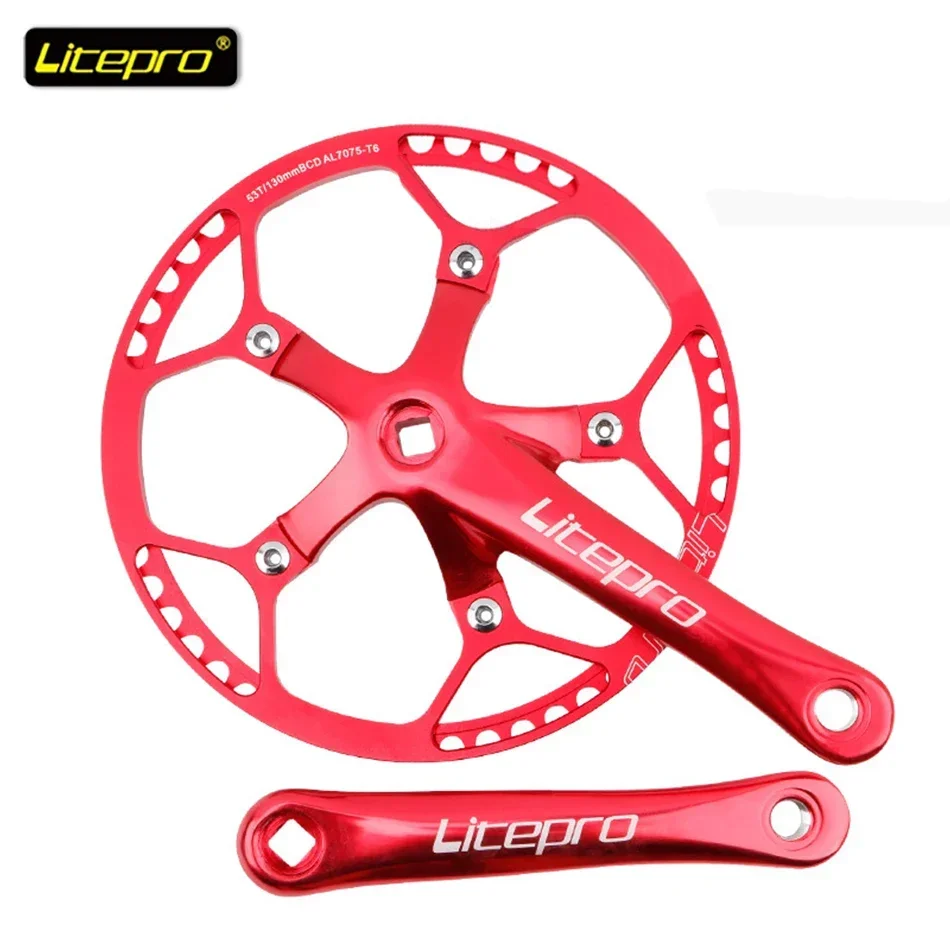 Litepro 130BCD Folding Bicycle Crankset Narrow Wide Chainring 45/47/53/56/58T Square Hole 170mm 130BCD 5claw Crank