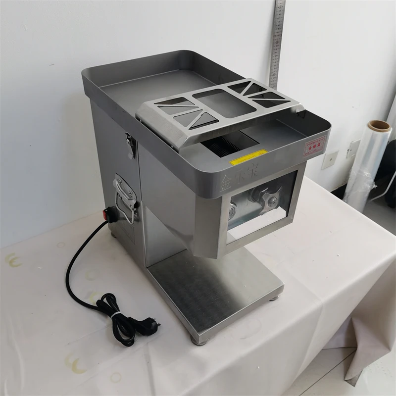 

Коммерческая настольная мясорезка из нержавеющей стали для нарезки, измельчения и нарезки кубиками свежего мяса, с отсоединяемым лезвием, машина для нарезки мяса