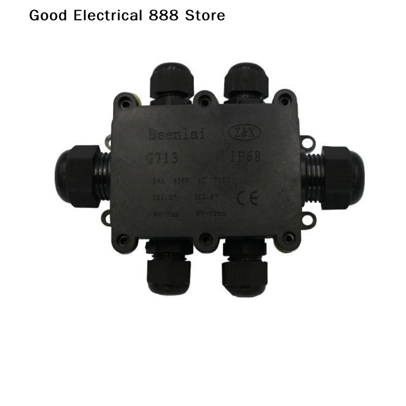 【G】G713 IP68 Waterproof Junction Box 6 Cable Ports Durable Plastic Shell For Outdoor Electrical Wiring Garden Lighting
