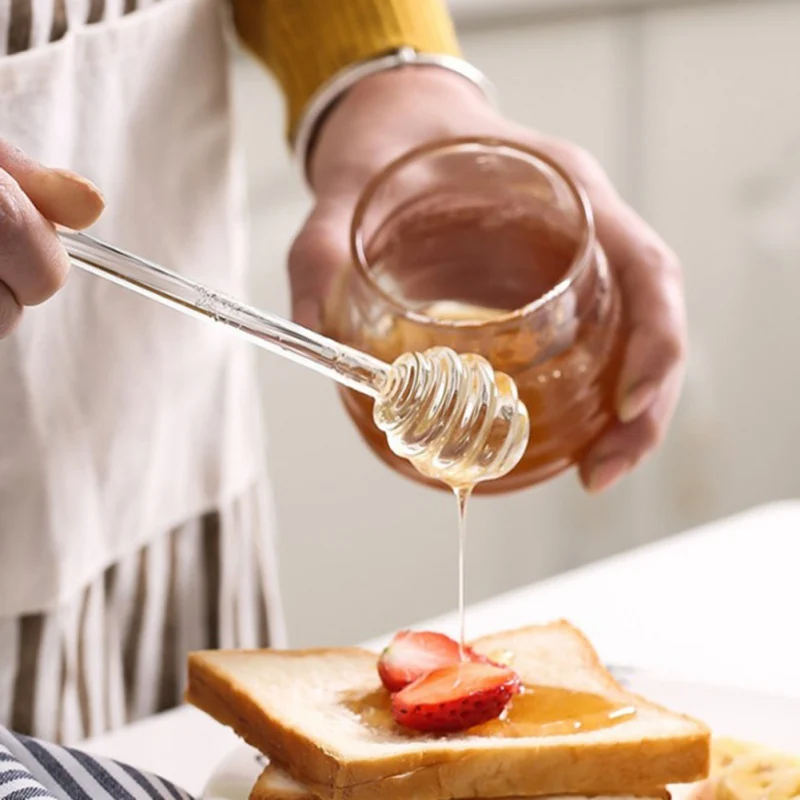 Szklane kije do miodu Łyżka do dżemu i sosu Łyżka do mieszania Przezroczysta kawa Mleko Herbata Mieszanie Bar Artykuły kuchenne Narzędzia kuchenne