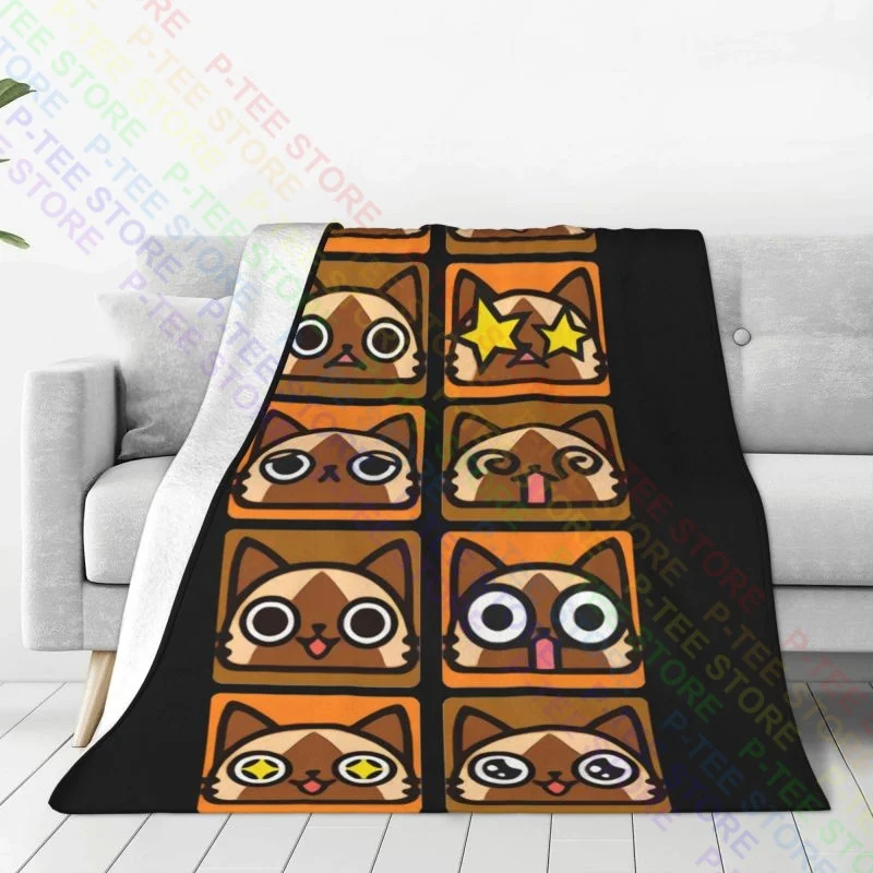 Monster Hunter Airou Faces Blanket Plush New Style Dust Cover Bedding Supply Mechanical Wash