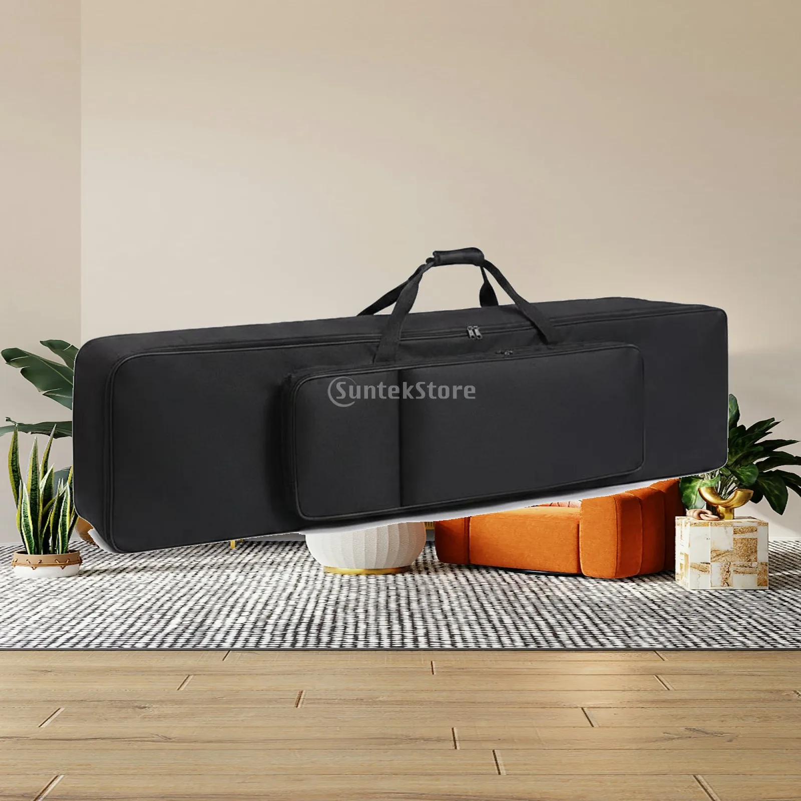 88 Keys Padded Keyboard Carrying Case Water Resistant Oxford Digital Piano Bag with Front Pocket for Full Size Music Keyboard