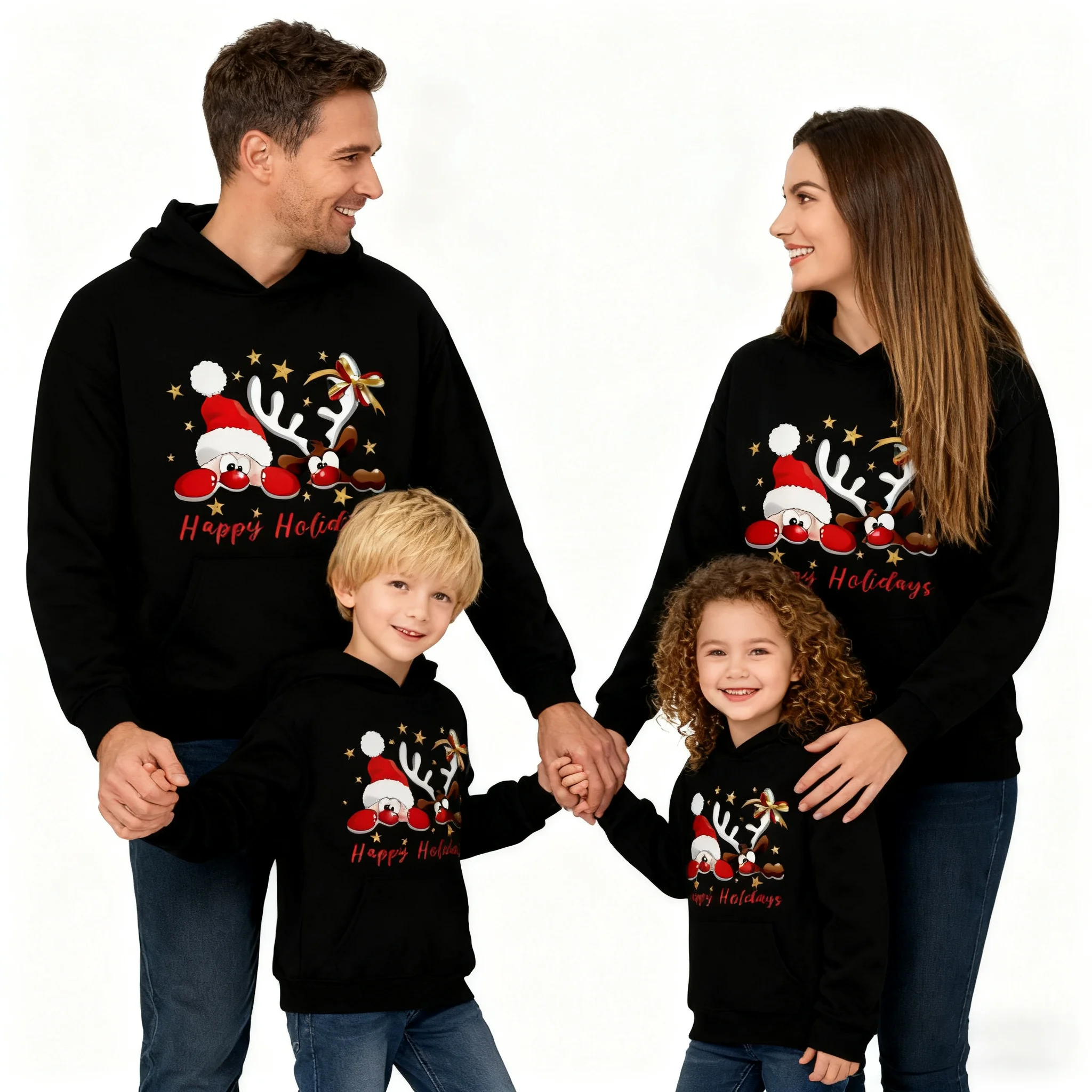 Sweat à capuche graphique du père noël pour hommes, mode, sport et confort, sweat à capuche en pur coton, tenue de famille de noël pour enfants, nouvelle collection