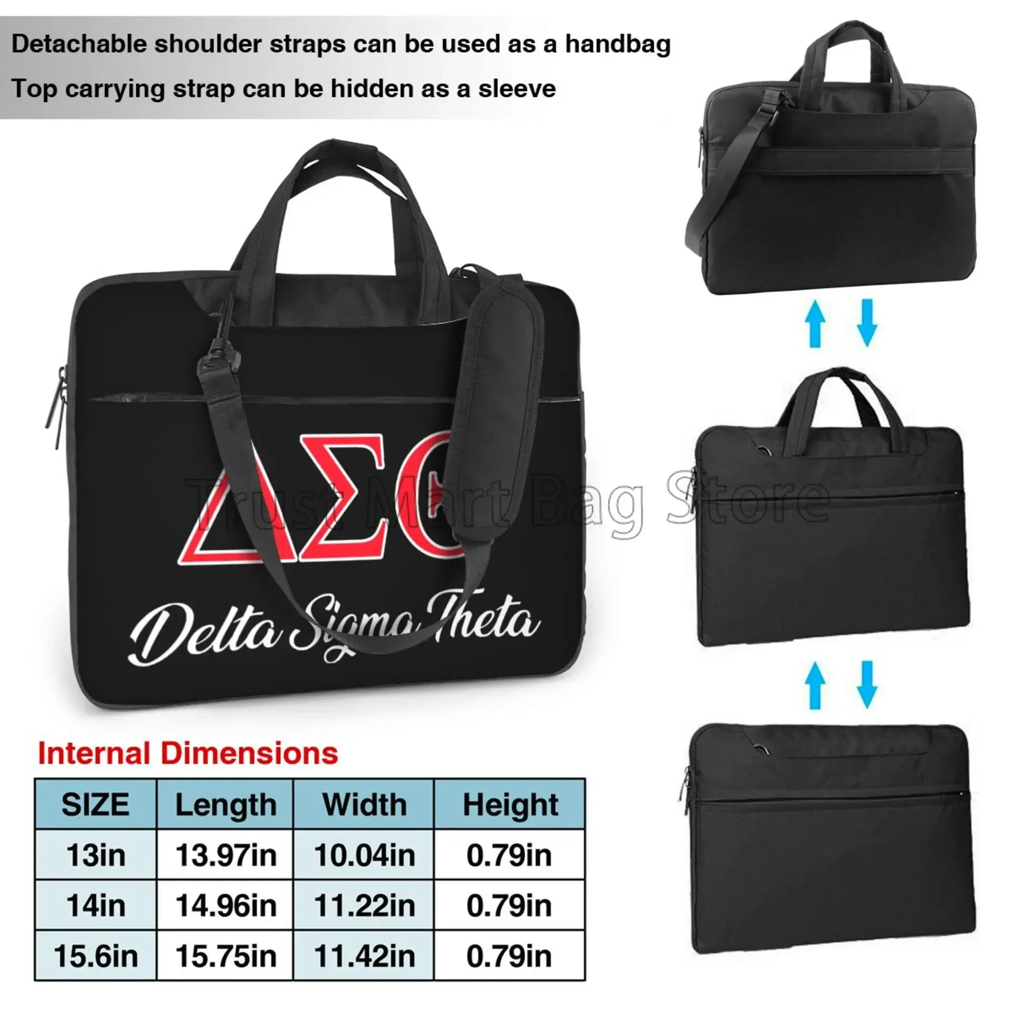 Delta Sigma Theta Sorority Print Laptop Bag Waterproof Large Laptop Case Computer Bag for Office Business Travel Gifts for Women