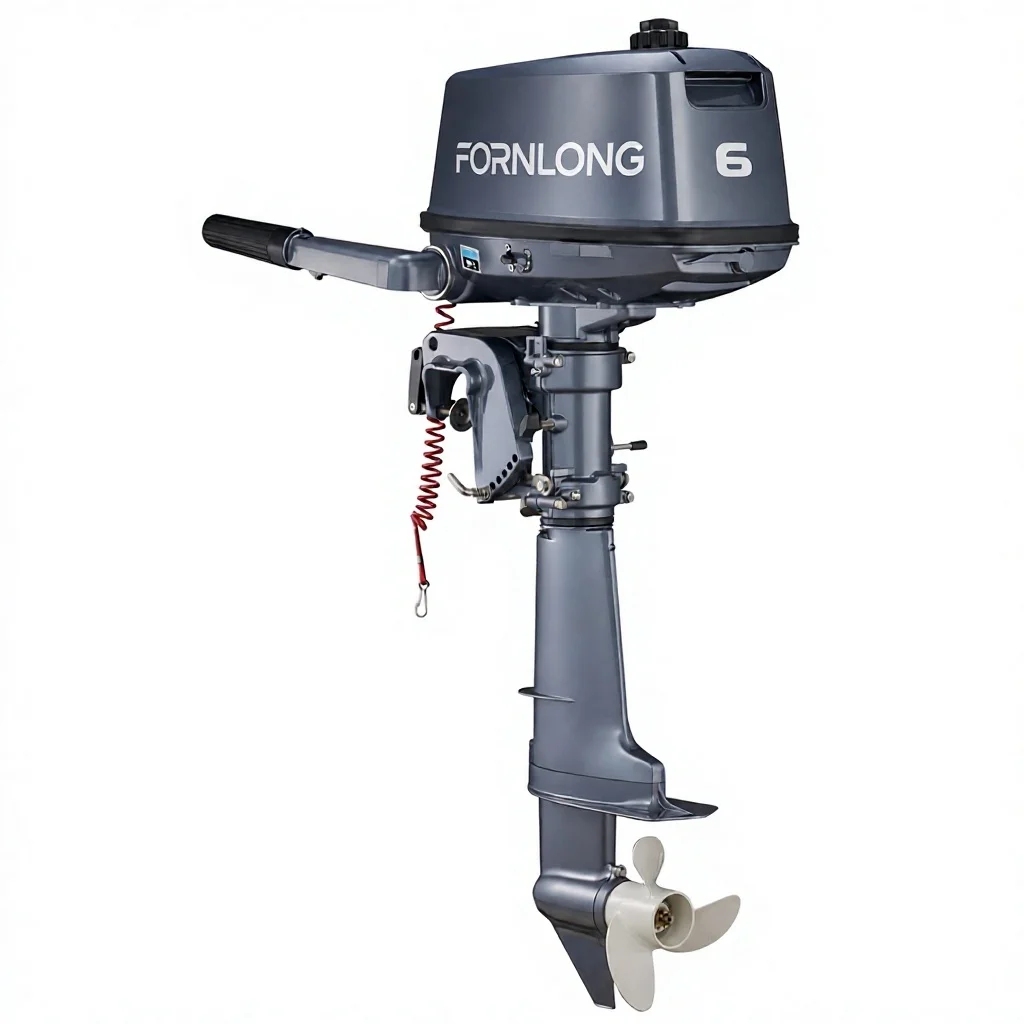 Fornlong FL-T6 New 2 Stroke 1-Cylinder  Outboard Engine for Fishing Boat Manual Start Tiller Control Durable High