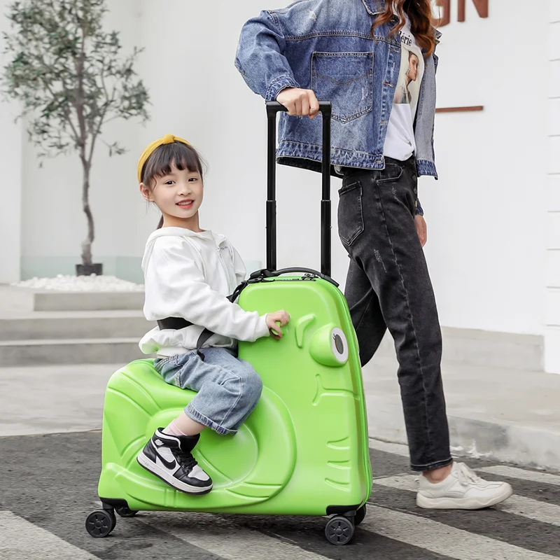 New travel experience children's luggage riding trolley case cute baby can ride travel box 24 cute snail shaped suitcase