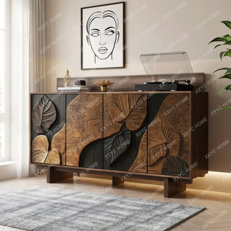 XXvintage entryway cabinet faces the door shoe cabinet, solid wood relief sideboard