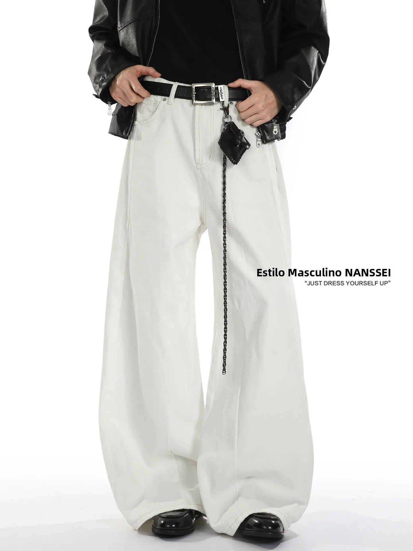 Calças Jeans Largas e Casuais Estilo Americano para Homens e Mulheres, Tendência de Primavera, Calças de Denim com Corte em F...