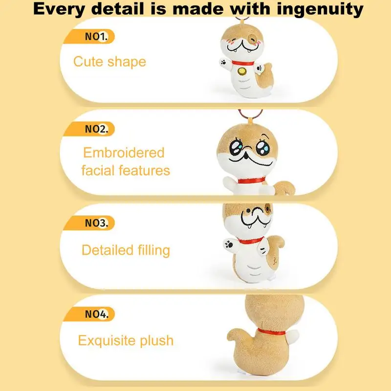 Dla YOGIN Pluszowy brelok do kluczy Cartoon Puppy Snake Plush Doll Pendant Cute Keyholder Backpack Pendant Cartoon Plushie Doll