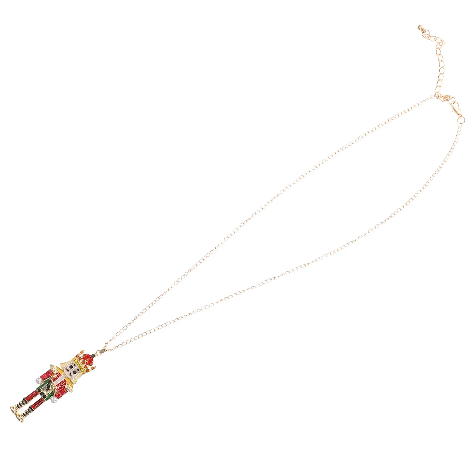 

Christmas Nutcracker Enamel Alloy Sterling Zircon Soldier Pendant Necklace Holiday Jewelry Xmas Pendant Necklace