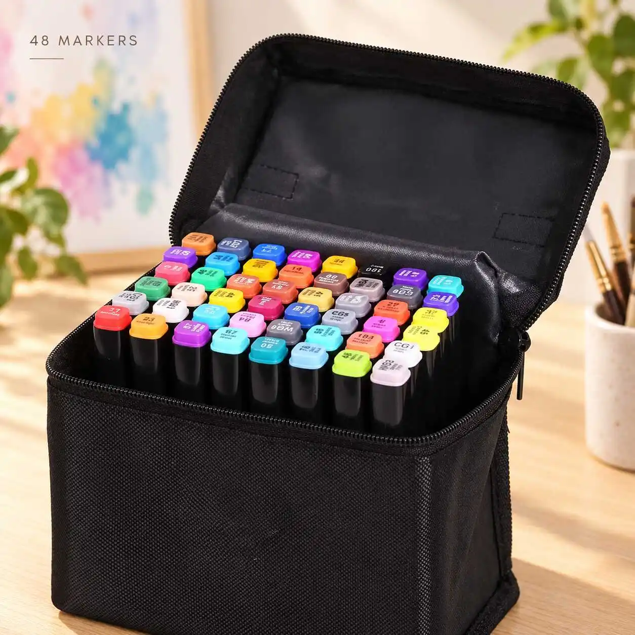 48pcs Dual Tip Alcohol Art Markers for Sketching and Illustration
