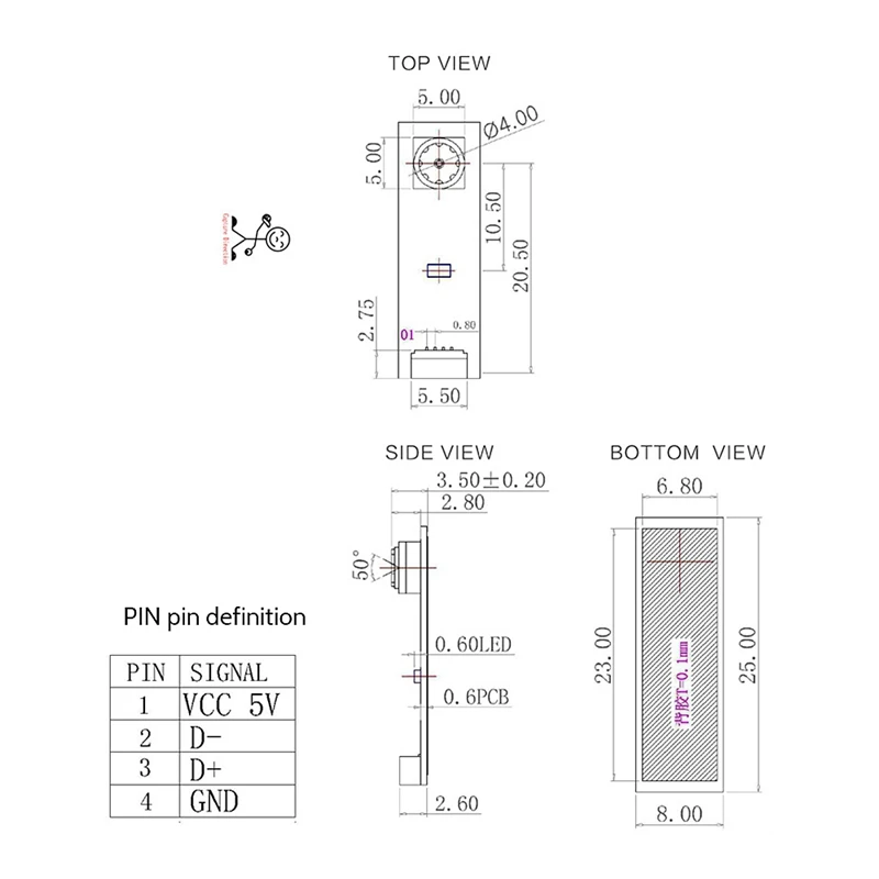 2X 30W pikseli USB2.0 OV7675 moduł kamery + 40CM kabel USB do laptopa